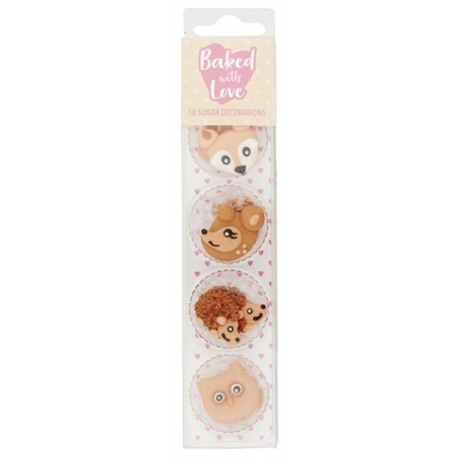 Baked with love - Icing Decorations woodlands animals, 10 pieces