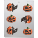 Plastic mold for chocolat jack-o-lantern/pumpkin, 6 cavities