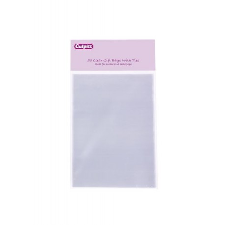 Culpitt Small Clear Gift Bags with Ties 50 piece