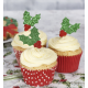 AH - Small toppers Holly red and green, 12 pieces