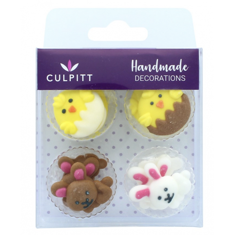 Culpitt  Chick and Bunny Sugar Pipings. 12 pieces