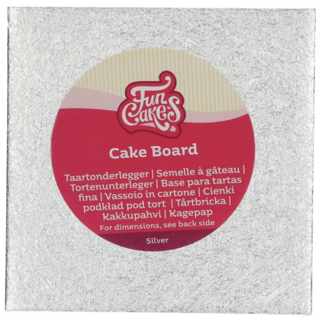 Kuchenplatte quadratisch silber, 20 cm, 3 mm dick