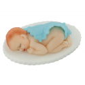 Aneta Dolce -  Déco sucre bébé sous couverture bleu clair, env. 6 x 8.5 cm