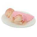 Aneta Dolce -  Déco sucre bébé sous couverture rose clair, env. 6 x 8.5 cm
