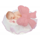 Aneta Dolce -  Déco sucre bébé avec noeud rose clair, env. 7 cm
