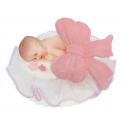 Aneta Dolce - Sugar decoration baby with ribbon light pink, env. 7 cm