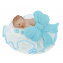 Aneta Dolce -  Déco sucre bébé avec noeud bleu clair, env. 7 cm