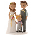 Figurine mariés avec garçon, 16 cm