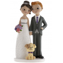 Dekora - Wedding cake topper couple with dog, 16 cm