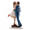 Figurine mariés avec valise, 16 cm