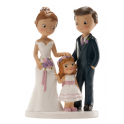 Dekora - Wedding cake topper couple with girl, 16 cm