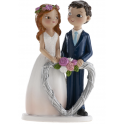 Dekora - Wedding cake topper couple with large heart, 16 cm