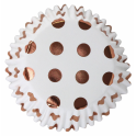 Baking Cups rose gold polka on white, 30 pieces