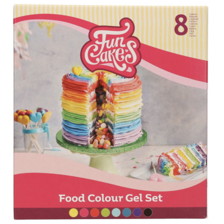 FunCakes Concentrated Colour gel, kit 8 colours