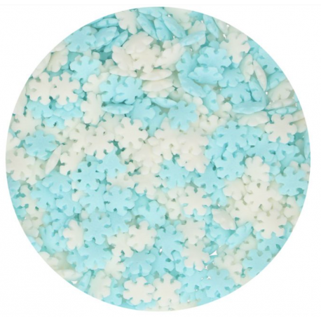Funcakes - Confettis flocons comestibles bleu et blanc, 50 g