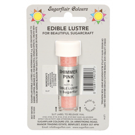 Sugarflair - Colorant alimentaire en poudre rose Shimmer pink, 2 g