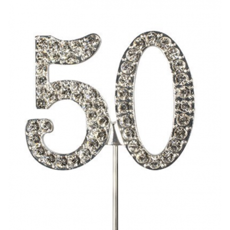 Cake Star - Number 50 "diamante", 45 mm high