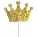 AH - Decorative picks gold glitter crown, 12 pieces