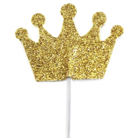 AH - Decorative picks gold glitter crown, 12 pieces