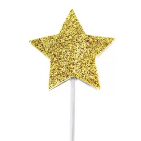 AH - Decorative picks gold glitter Star, 12 pieces