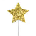 AH - Decorative picks gold glitter Star, 12 pieces