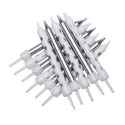 Bougies argenté/blanc étoiles, 12 pièces