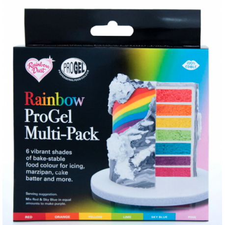 ProGel® Lebensmittelfarbe Konzentrat - Multipack Regenbogen, 6. Set