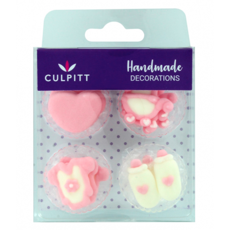 Culpitt Icing Decorations Pink Baby, 12 pieces
