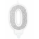 Candle silver sparkle number 0