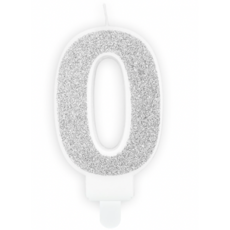 Kerze silber Funkeln Nummer 0