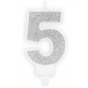 Candle silver sparkle number 5