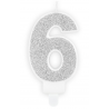 Candle silver sparkle number 6