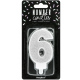 Candle silver sparkle number 6