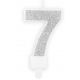 Kerze silber Funkeln Nummer 7