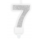 Candle silver sparkle number 7