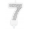 Kerze silber Funkeln Nummer 7
