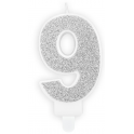 Kerze silber Funkeln Nummer 9