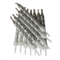 Silver metallic candles, 12 pieces