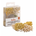 Decora - White pearl and mat yellow pistils, 288 pieces