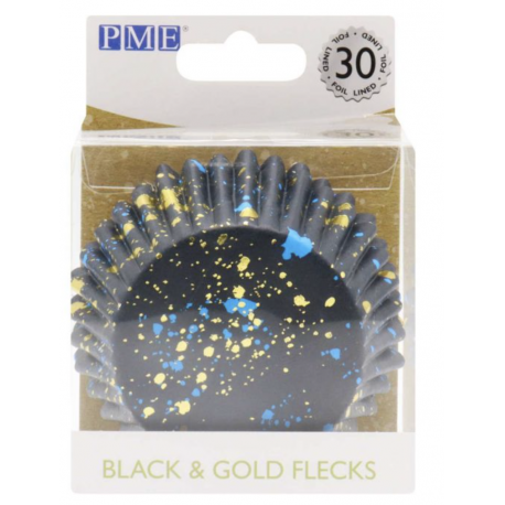 Cupcake Cups black & gold flecks, 30 pieces