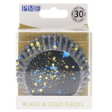 Cupcake Backförmchen schwarz mit goldene Flecken, 30 Stück
