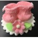 Aneta Dolce - Sugar decoration baby booties pink with flower, approx. 11 cm