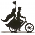 Dekora - Hochzeitstorte topper Schwarze Silhouettenfigur, Paar auf dem Fahrrad