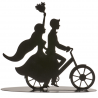 Dekora - Wedding topper silhouette figurine, couple on bicycle