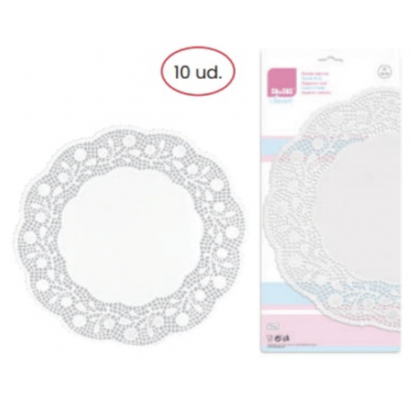 Ibili - Weisse Papier-Tortenspitzen Rund, 12 cm, 10 Stück