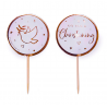 AH - Pics décoratifs baptême, rose doré, 12 piques
