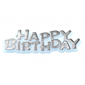 AH - Happy Birthday cake topper silver