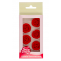 Funcakes - Marzipan Decorations Roses Red, 6 pieces