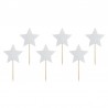 PartyDeco - Cupcake Toppers Étoiles - Argent Set/6