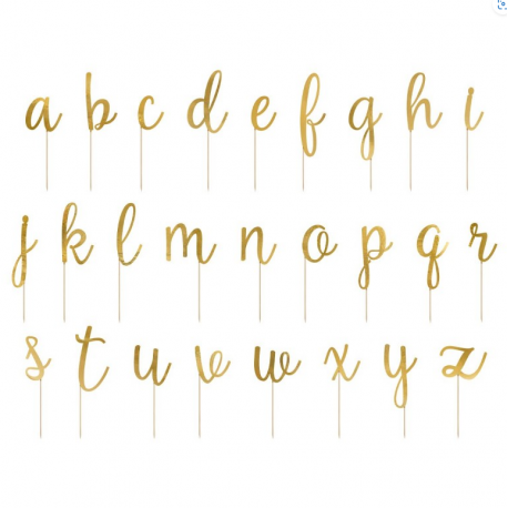 PartyDeco - Golden Alphabet Cake Toppers 53 pieces